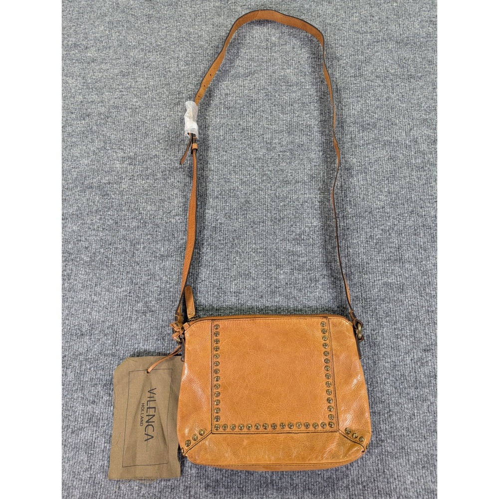 Vilenca Holland Tan Leather Crossbody Bag Studded Boho TK 628 New